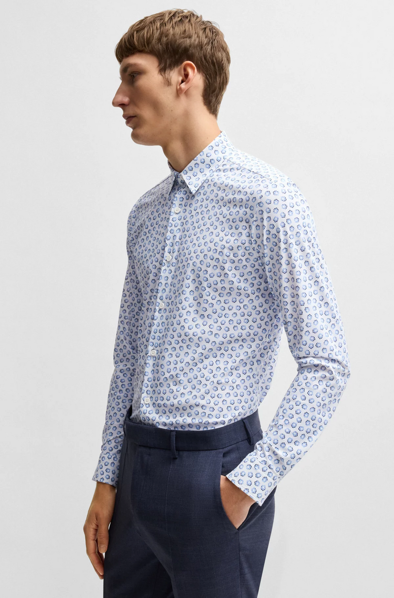 Boss Slim-Fit Shirt in Floral-Print Performance-Stretch Jersey