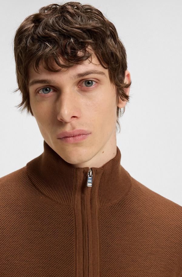 Boss Zip-up Cardigan in Virgin Wool