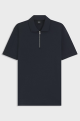 Boss Zip-neck Polo Shirt with Piqué Weave