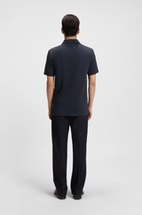 Boss Zip-neck Polo Shirt with Piqué Weave