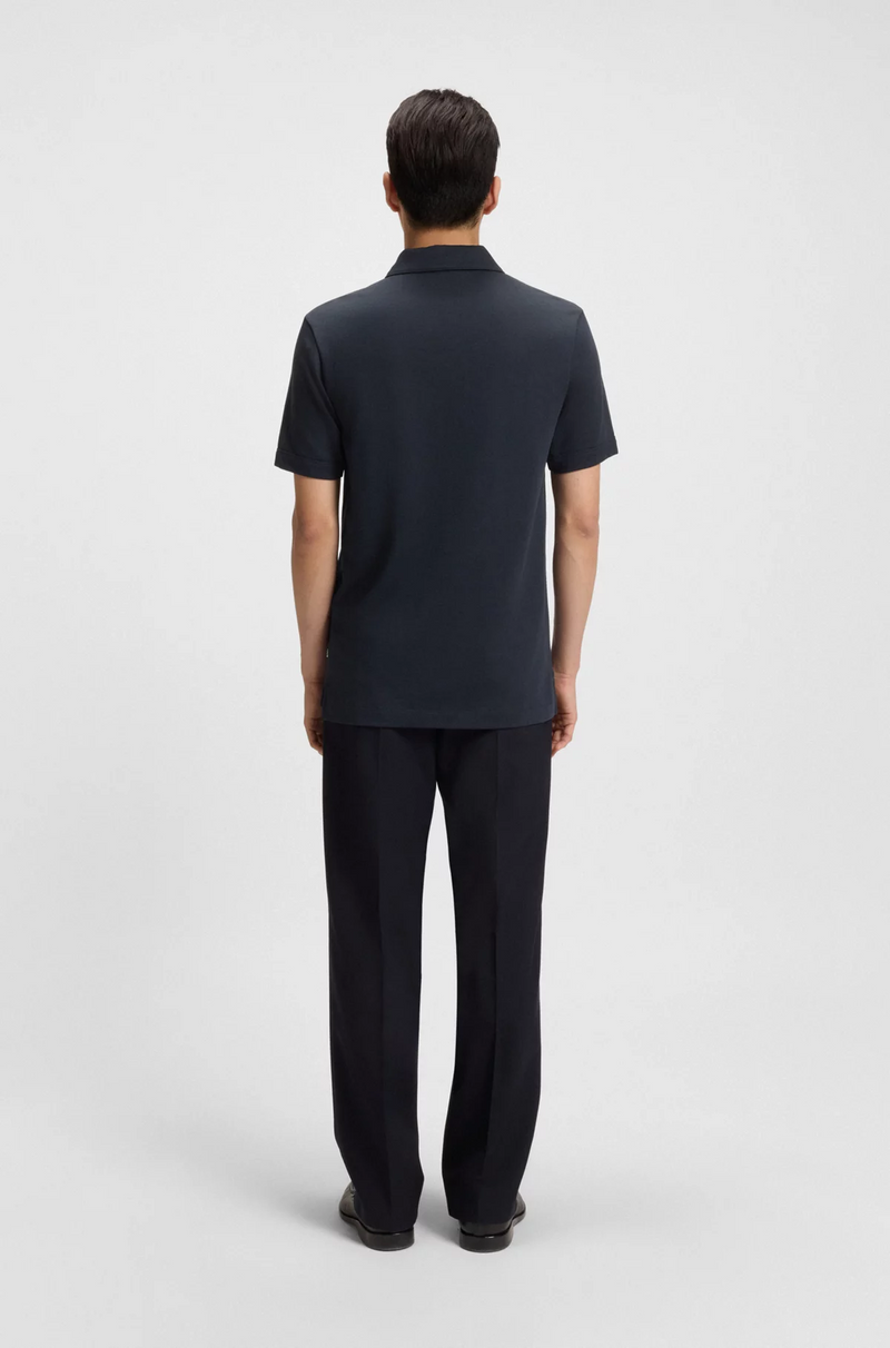 Boss Zip-neck Polo Shirt with Piqué Weave