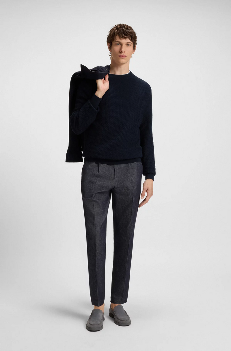 Boss Cotton Sweater with Mixed Structures