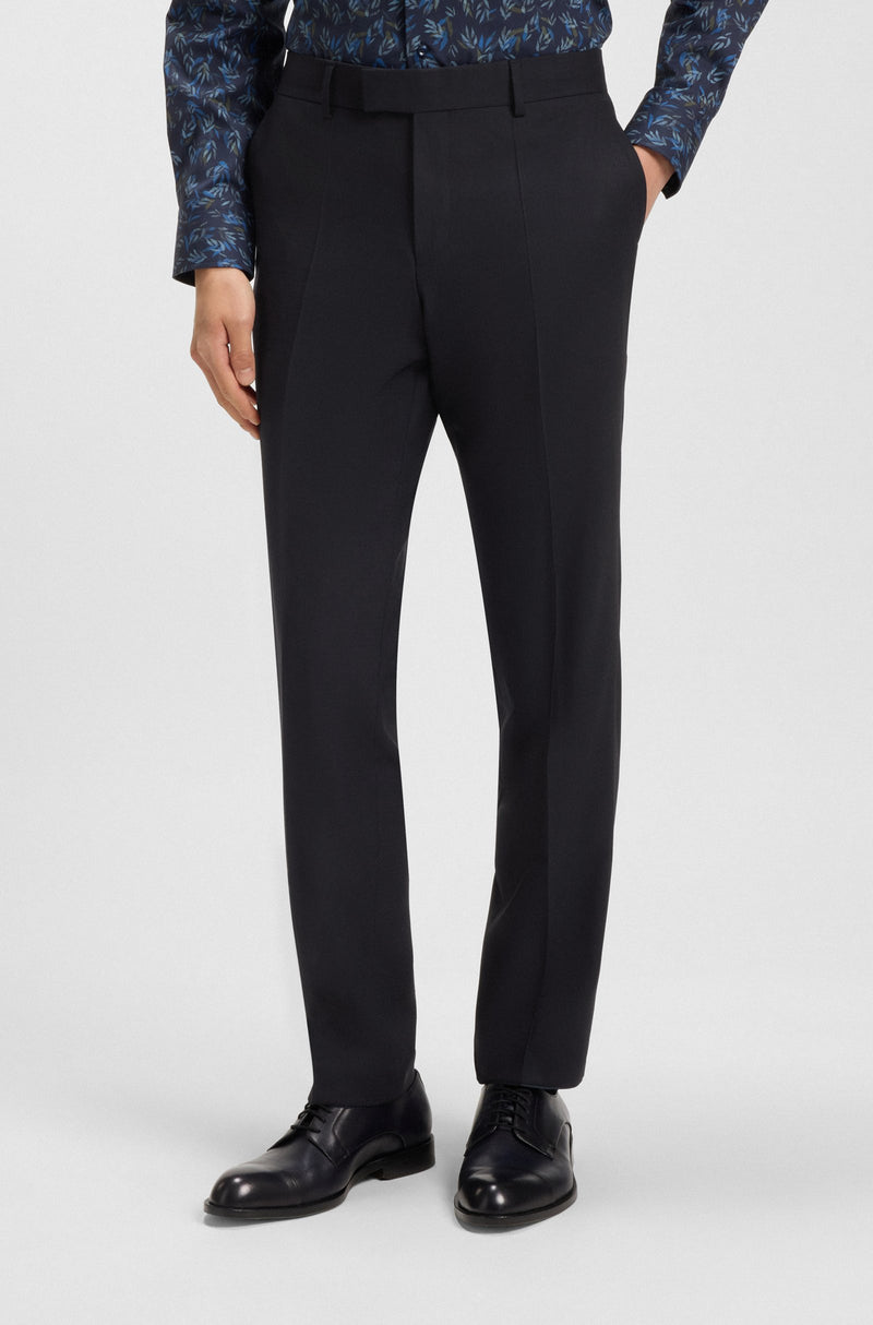 BOSS Regular-fit suit in micro-patterned stretch wool
