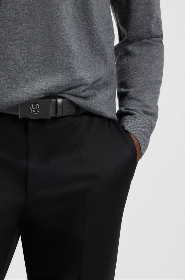 Boss Reversible Italian-leather belt with Double B monogram buckle