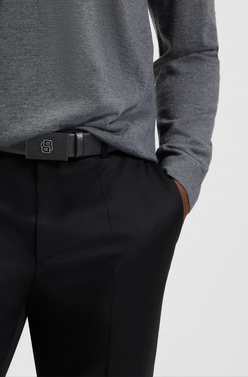Boss Reversible Italian-leather belt with Double B monogram buckle