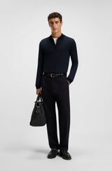 Boss Mercerised-cotton polo shirt with two-tone structure