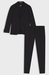 Two-piece slim-fit suit in patterned virgin wool