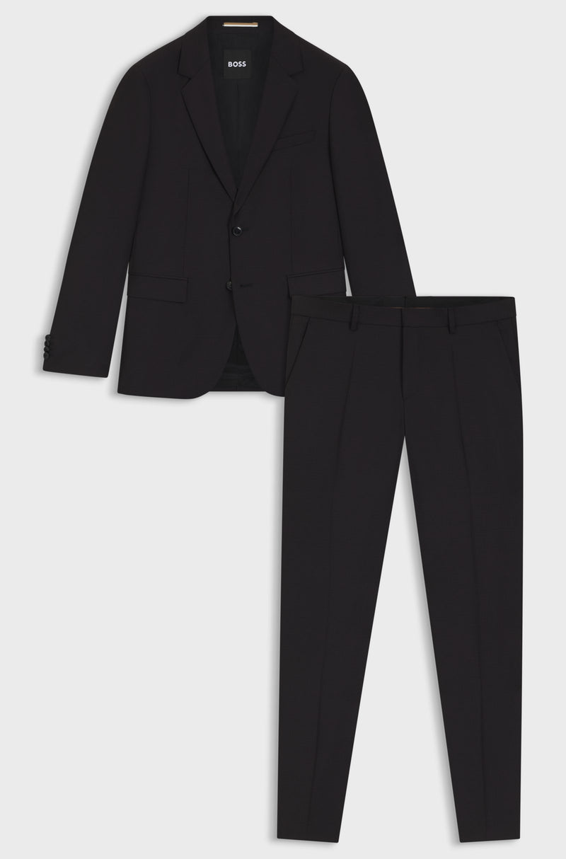 Two-piece slim-fit suit in patterned virgin wool