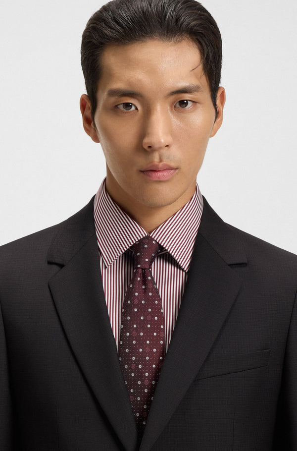 Two-piece slim-fit suit in patterned virgin wool