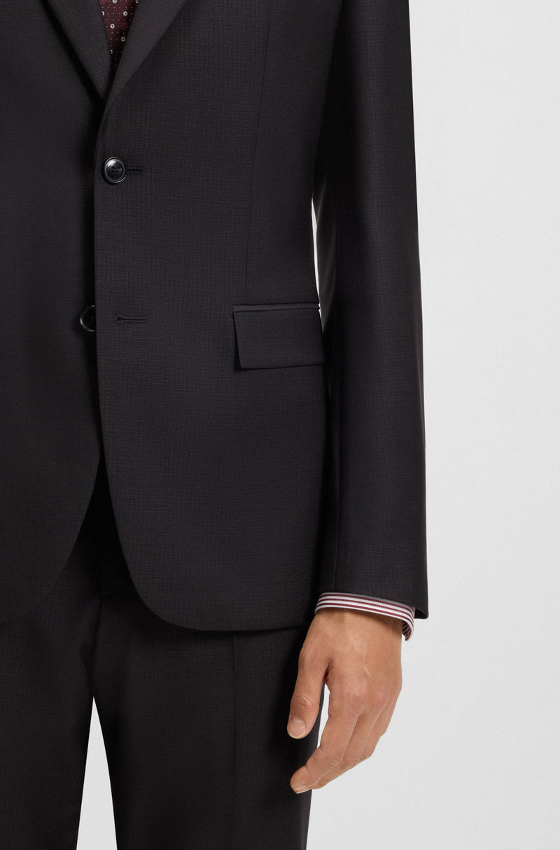 Two-piece slim-fit suit in patterned virgin wool