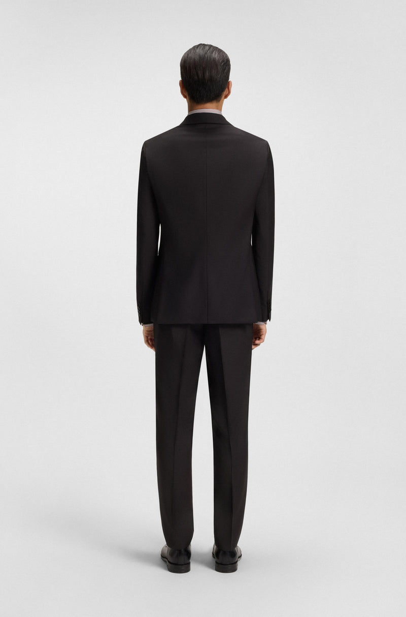 Two-piece slim-fit suit in patterned virgin wool