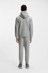 Zip-up hoodie in stretch cotton with logo detail