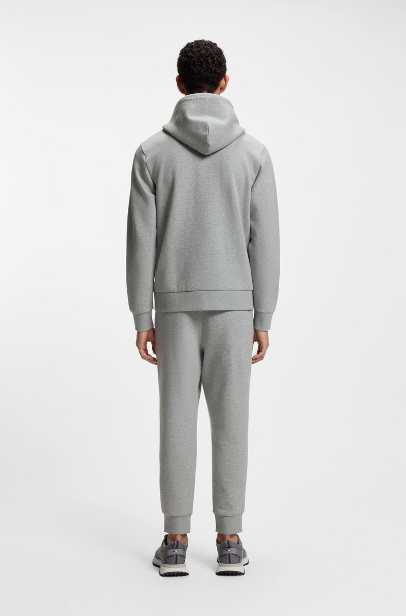 Zip-up hoodie in stretch cotton with logo detail