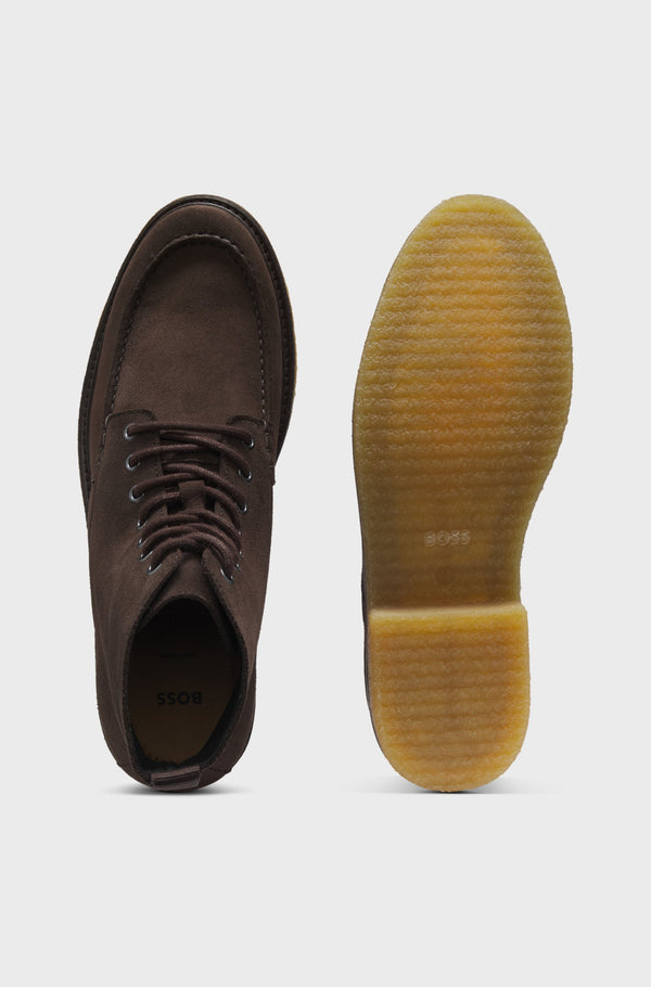 Suede half boots with crepe outsole