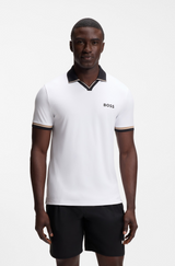 Active slim-fit polo shirt with signature-stripe details