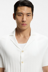 Regular-fit cardigan in striped cotton