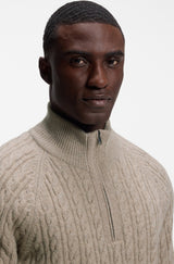 H-FURORE ZIP-NECK SWEATER WITH CABLE PATTERN