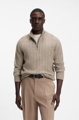 H-FURORE ZIP-NECK SWEATER WITH CABLE PATTERN