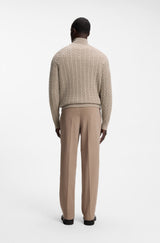 H-FURORE ZIP-NECK SWEATER WITH CABLE PATTERN