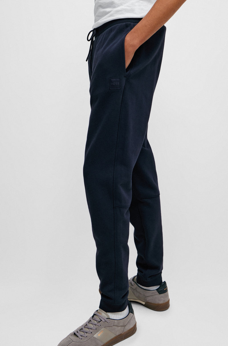 Boss COTTON-TERRY TRACKSUIT BOTTOMS WITH LOGO PATCH