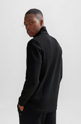 Boss Black Zip-up Sweatshirt With Pique Panel