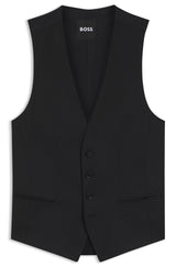 Boss Slim-fit waistcoat in checked virgin wool serge