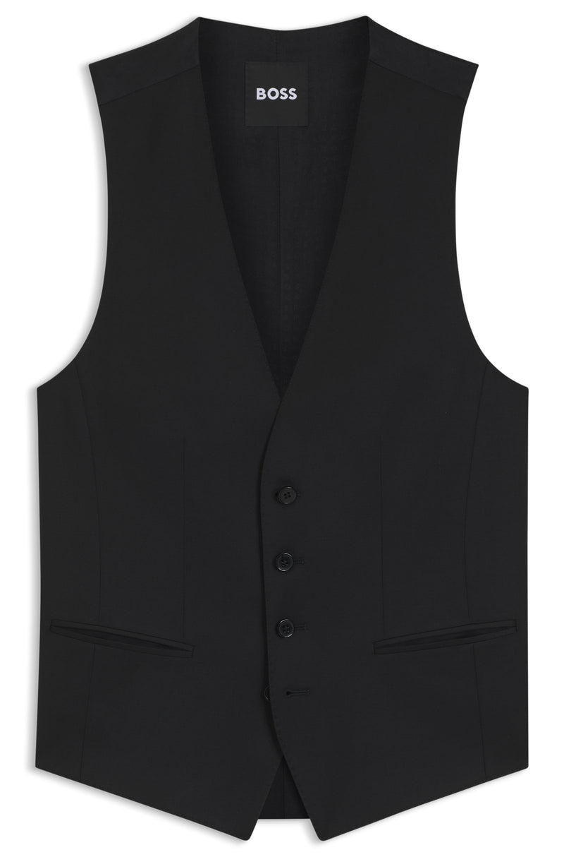 Boss Slim-fit waistcoat in checked virgin wool serge
