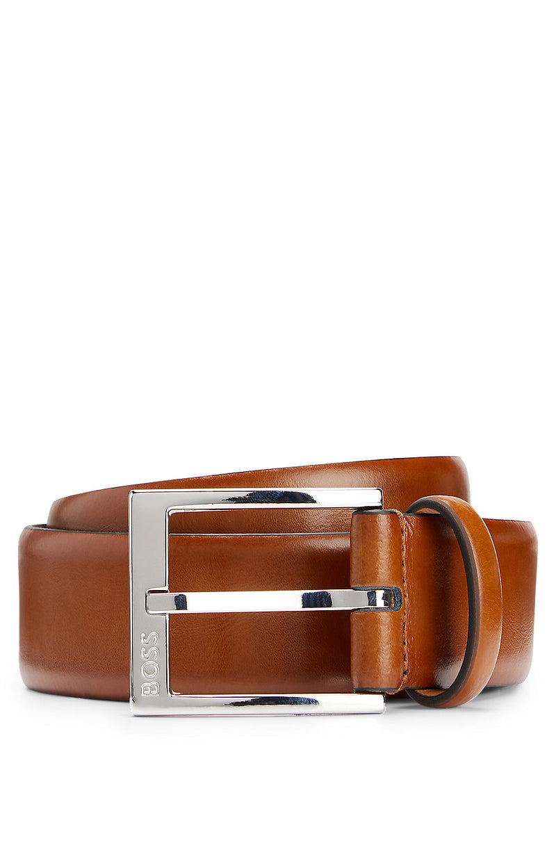 BOSS Italian made belt with branded buckle