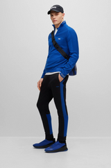 BOSS COTTON-BLEND TRACKSUIT BOTTOMS WITH SIDE-STRIPE TAPE