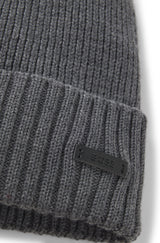 Logo-plaque beanie hat in virgin wool