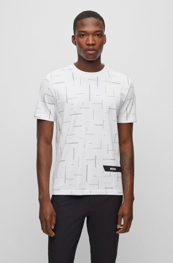 BOSS Jersey T-Shirt with Printed Stripes