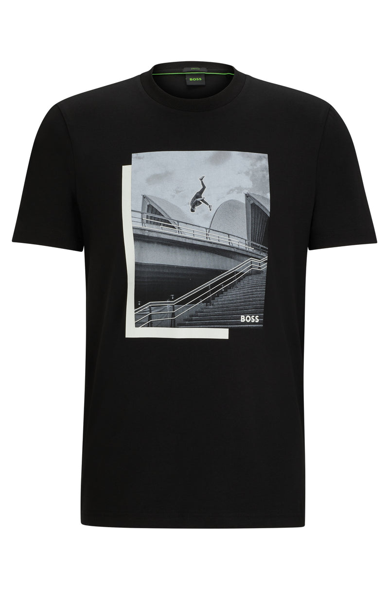 BOSS Jersey Black T-Shirt with Photo Print