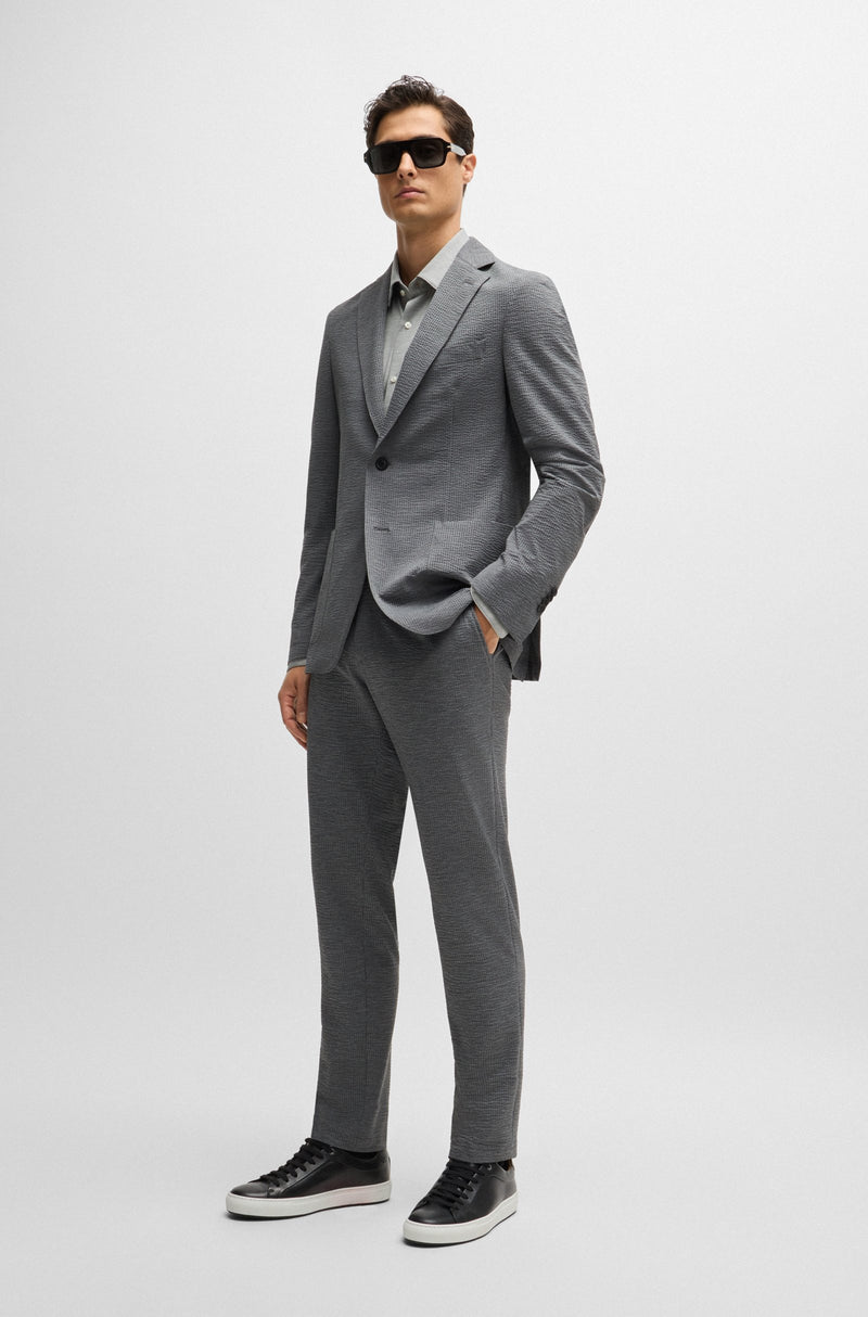 Boss SLIM-FIT SHIRT IN MELANGE PERFORMANCE-STRETCH JERSEY