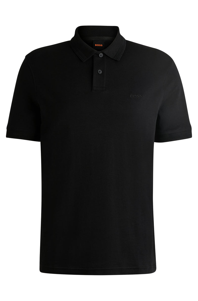 BOSS Interlock-cotton polo shirt with logo print