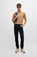 Boss Regular Fit Jeans in Coal-Navy Italian Denim