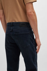 Boss Regular Fit Jeans in Coal-Navy Italian Denim