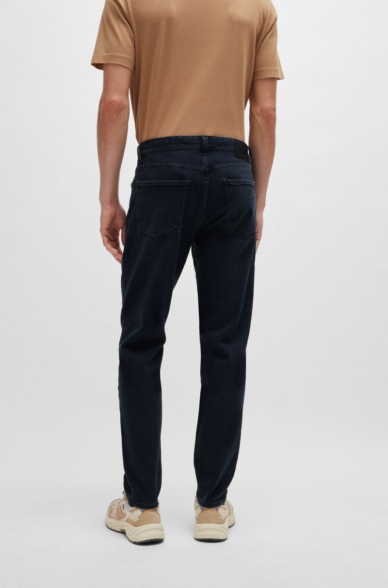 Boss Regular Fit Jeans in Coal-Navy Italian Denim