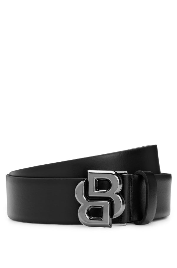 Boss ITALIAN-LEATHER BELT WITH DOUBLE B MONOGRAM BUCKLE