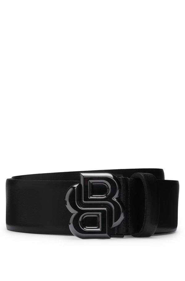 Boss Italian-leather belt with Double B monogram buckle