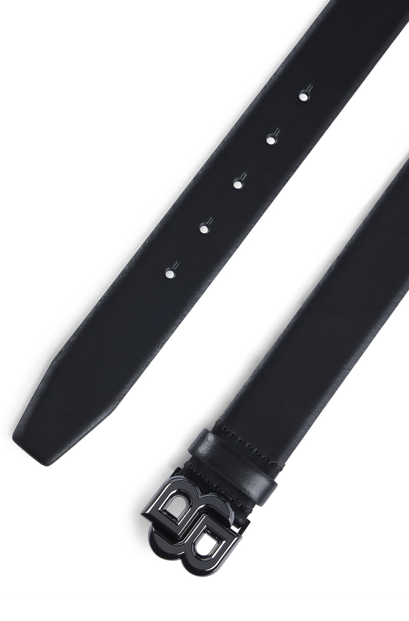 Boss Italian-leather belt with Double B monogram buckle