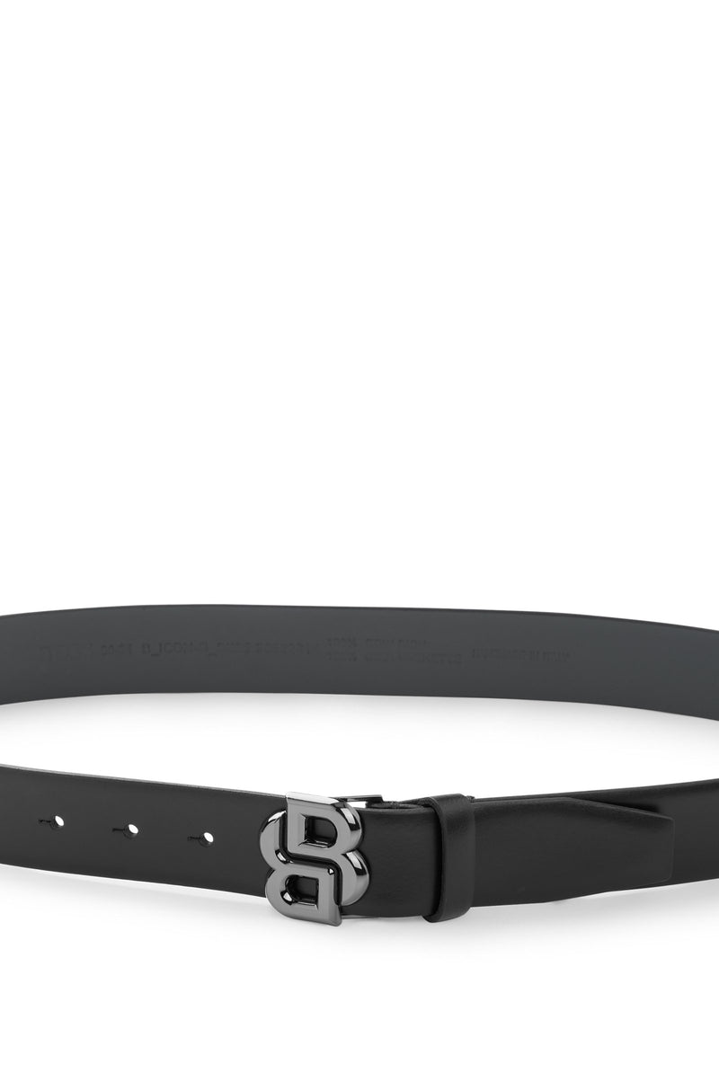 Boss ITALIAN-LEATHER BELT WITH DOUBLE B MONOGRAM BUCKLE