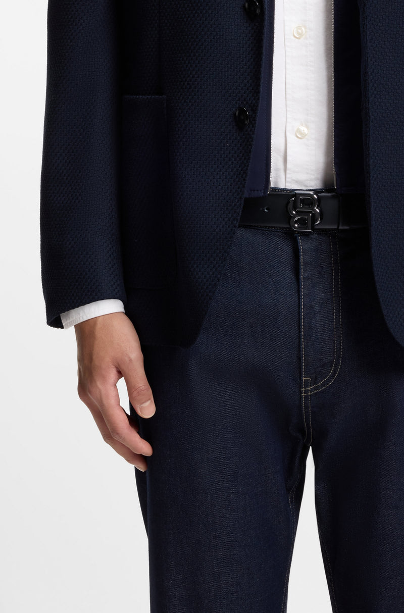 Boss Italian-leather belt with Double B monogram buckle