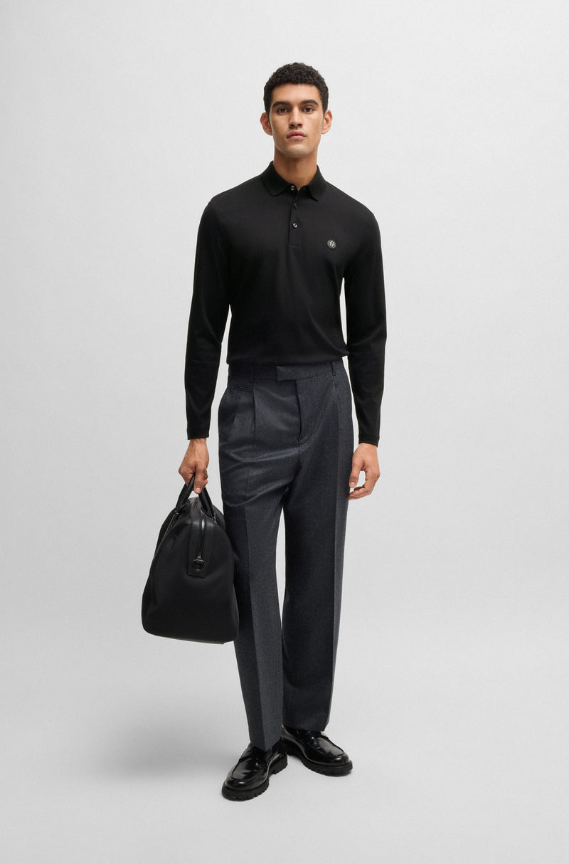 Boss Mercerized-cotton polo shirt with Double B monogram