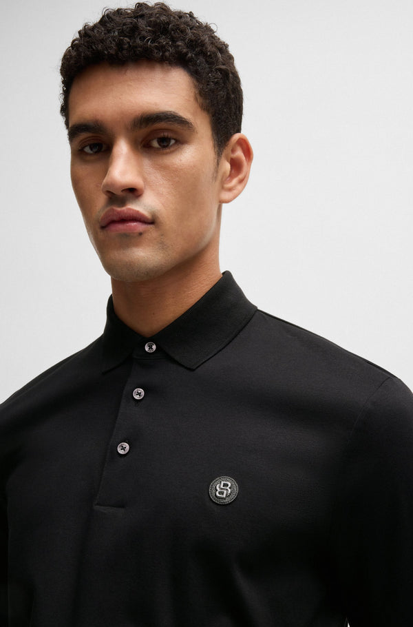 Boss Mercerized-cotton polo shirt with Double B monogram