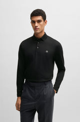Boss Mercerized-cotton polo shirt with Double B monogram