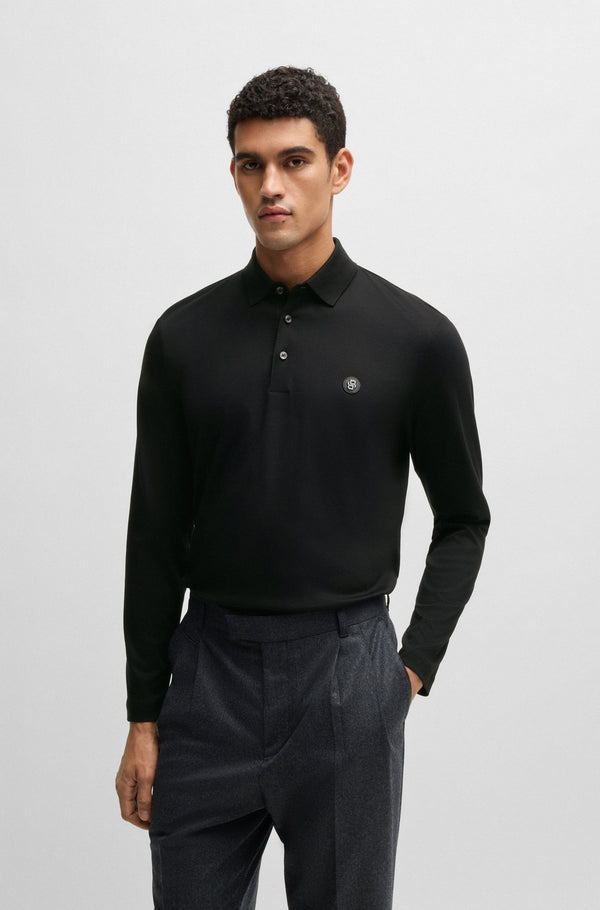 Boss Mercerized-cotton polo shirt with Double B monogram