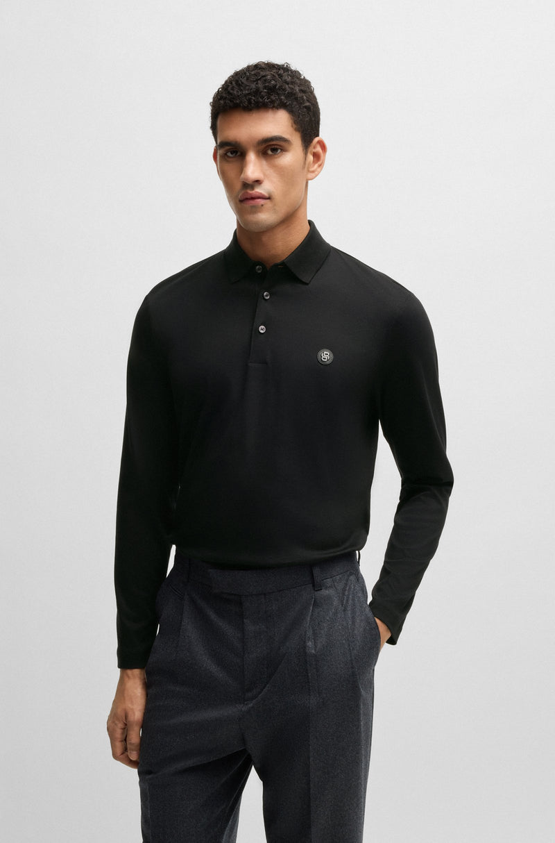 Boss Mercerized-cotton polo shirt with Double B monogram