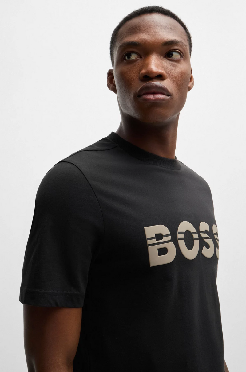 Boss Cotton-Jersey Regular-Fit T-Shirt with Logo Artwork