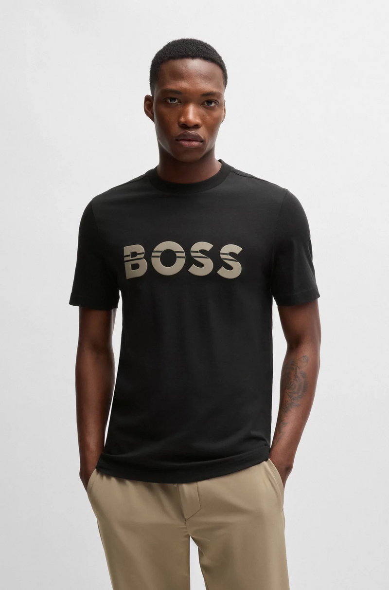 Boss Cotton-Jersey Regular-Fit T-Shirt with Logo Artwork