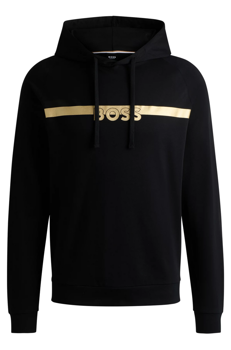 Boss Cotton-Terry Regular-Fit Hoodie with Foil-Print Logo